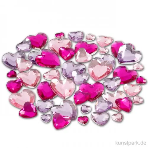 Nur Heute Strasssteine - lila Herzen, 252 Stück