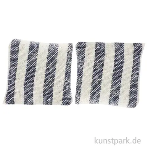 Wochenendangebot Miniatur Kissen, Dunkelblau gestreift, 2,8 x 2,8 cm, 2 Stück