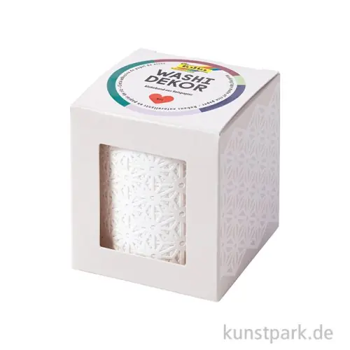 Handgefertigt Washi-Dekor-Tape, Blüten Muster Weiß, 50 mm, 5 m Rolle