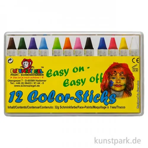 Echt Eulenspiegel Color-Sticks - 12 Schminkstifte
