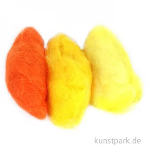 Schafwolle - Gelb-Mix, 3x10g sortiert Preis Gesenkt