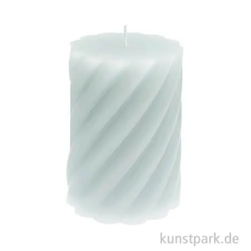 Sichere Zahlung Stumpenkerze - Spiral, Mint, 7 x 10 cm