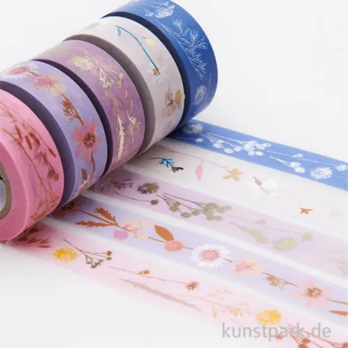 Abverkauf Washi Tape Set - Transformation Trockenblumen, 5 Stück