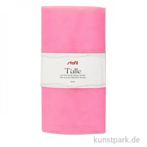 Tüll Stoff Zuschnitt - 3 x 1 m Rosa Original
