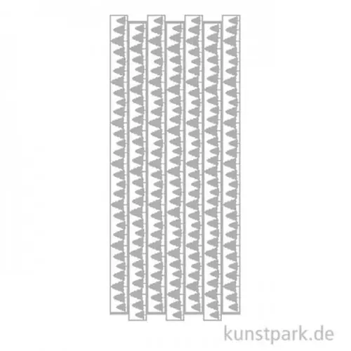 Exklusiv Kreativ Sticker - Weihnachtsbaum Bordüre, Silber, 10 x 23 cm