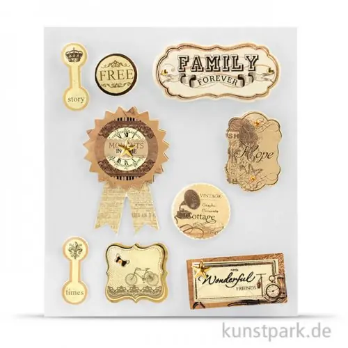 Top-Angebot Vintage 3D-Sticker - Family, selbstklebend, 9 Stück sortiert