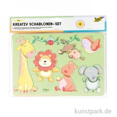 Kreativ Schablonen - Zoo, 6er Set mit Ausmalvorlagen Wochenendangebot