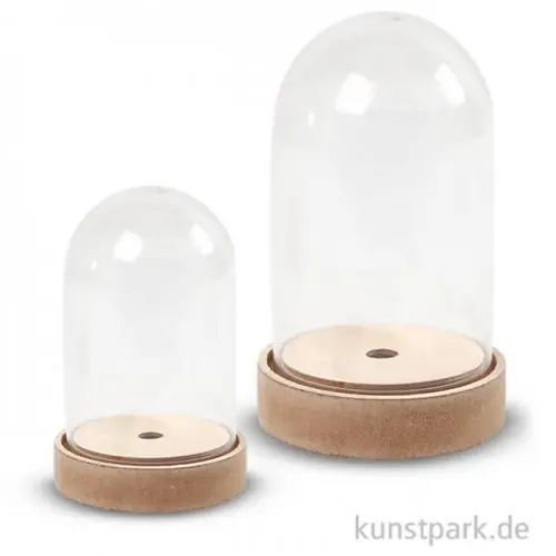 Glasglocke mit Holzfuß Abverkauf