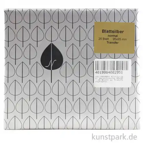 Original Blattsilber Normalstärke 95x95, 25 Blatt im Transferheftchen