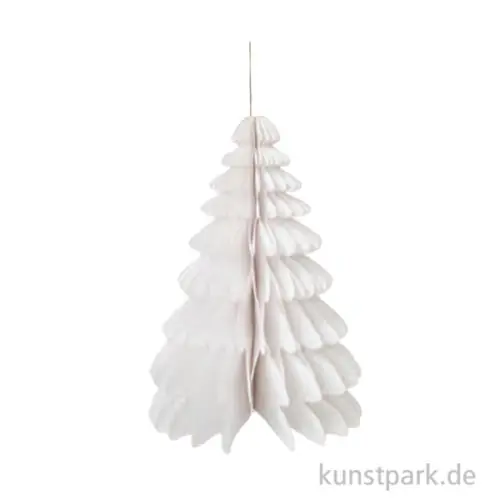 Expressversand Wabenpapier Tannenbaum mit Hänger, Weiß, 32 cm, 1 Stück
