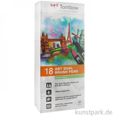 Hochwertig Tombow Dual Brush Pen - Set 18 Pastellfarben