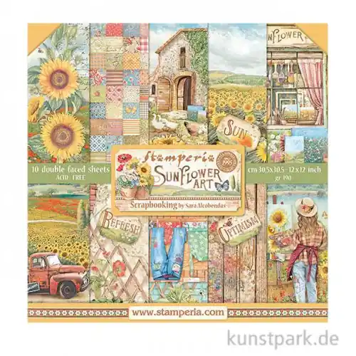 Stamperia Scrapbooking Pad - Sunflower Art, 30,5 x 30,5 cm Top-Qualität