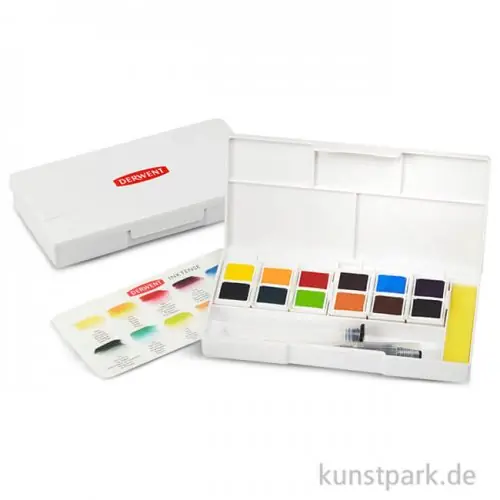 Finale Aktion Derwent INKTENSE Reise-Aquarellkasten 12 halbe Näpfchen