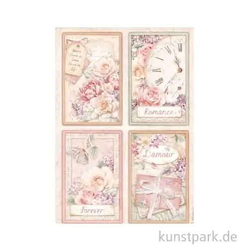 Schnäppchen Stamperia Reispapier - Romance Forever 4 Cards, DIN A4