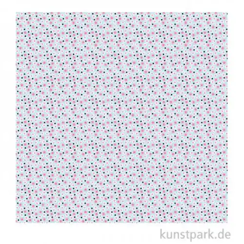 Im Trend DECOPATCH Papier 661 Blumen Blau-Rosa, 3 Stück