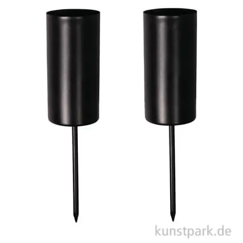 Schnäppchen Stabkerzenhalter zum Stecken, 2,3 cm ø, Länge 5 cm, 2 Stück, Schwarz