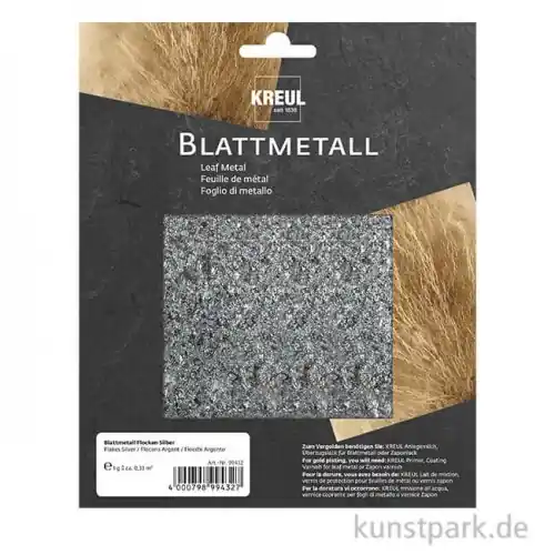 KREUL Blattmetall Flocken - Silber, 1g Echt