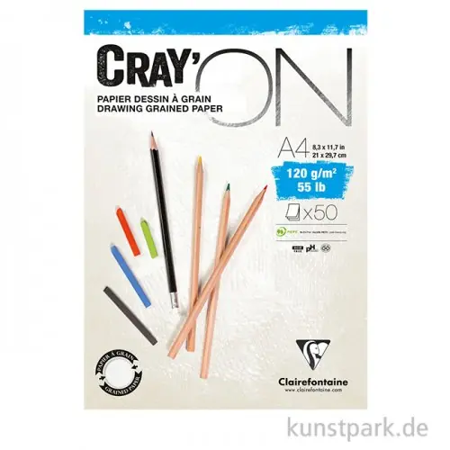 Beliebt Clairefontaine CRAY’ON Papier, DIN A4, Weiß, 120 g/m², 50 Blatt