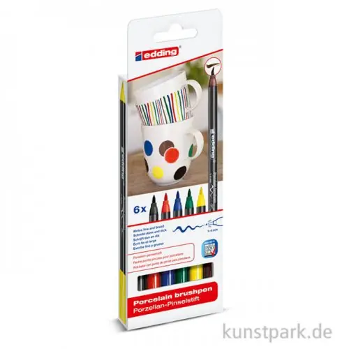 edding 4200 Porcelain Brushpen 6er Set - Family Colours Super-Preis