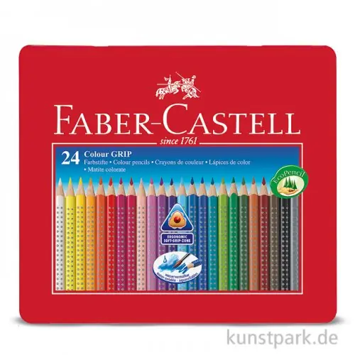 Faber-Castell COLOUR GRIP, 24 Buntstifte im Metalletui Original