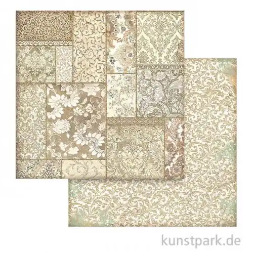 Nur Für Kurze Zeit Stamperia Scrappapier - Christmas Greetings Ochre Patchwork, 30,5 cm