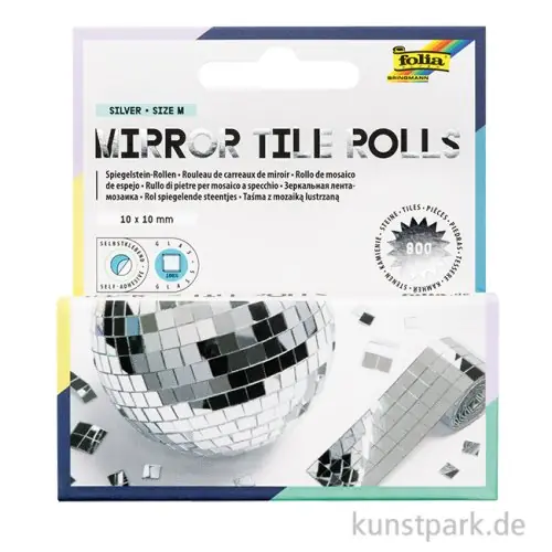Top-Angebot Mirror Tile Rolls - Spiegelsteine, 10 x 10 mm, 2 Rollen, je 4 cm x 1 m