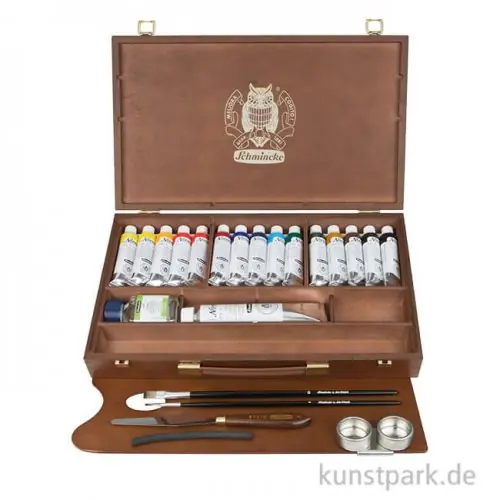 Schmincke NORMA Ölfarbe, 15 x 35 ml, großer Holzkoffer + Zubehör Exklusiv
