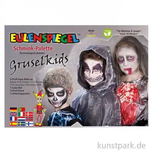 Angebot Eulenspiegel Gruselkids - 6er Schminkpalette mit Pinsel