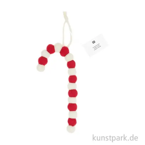 Weihnachtsanhänger Zuckerstange, Filz, Rot-Weiß, 25 x 10 x 2,5 cm Neue Kollektion