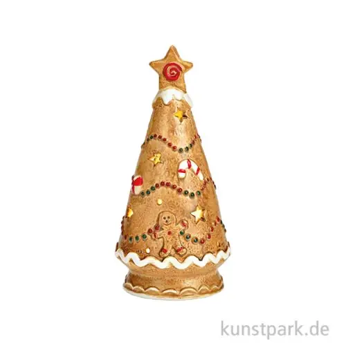 Markenware Windlicht Tannenbaum aus Porzellan, Braun, 8 x 16 x 8 cm
