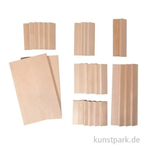Holz Klötzchen + Platten zum Basteln, Natur, 30er Set Highlight