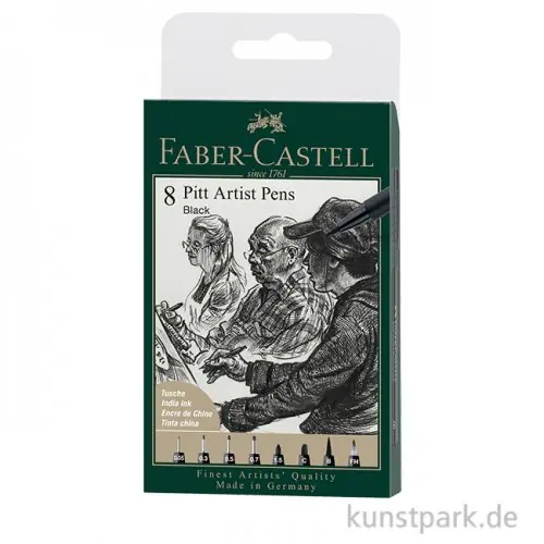 Faber-Castell PITT Artist Pen Tuschestifte - 8er Set - Schwarz Saisonangebot