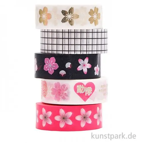 Washi Tape Set - Sakura, Manga, 5 Stück, je 10m Heißes Angebot