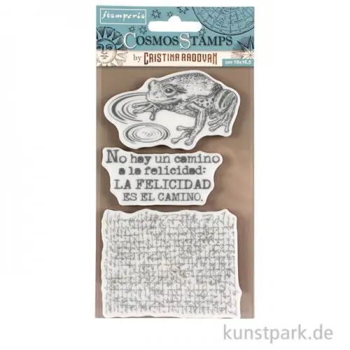 Stamperia Natural Rubber Stamp - Cosmos Frog, 10 x 16,5 cm Geprüft