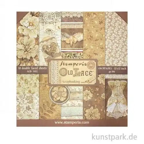 Preis Gesenkt Stamperia Scrapbooking Pad - Old Lace, 30,5 x 30,5 cm, 10 Blatt