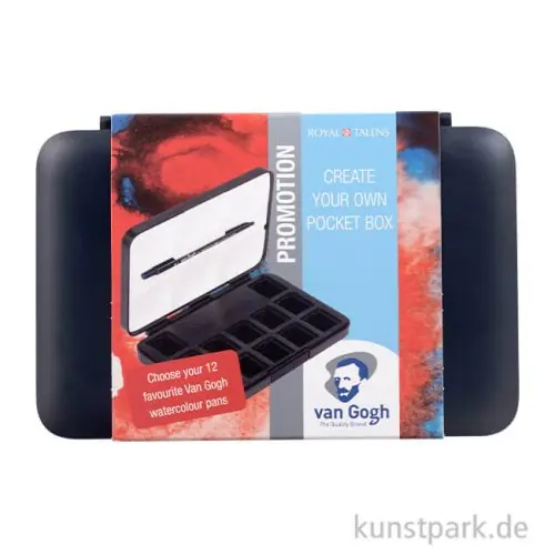 Talens VAN GOGH Aquarell Leerkasten für 12 halbe Näpfe, Dunkelblau Kostenloser Versand