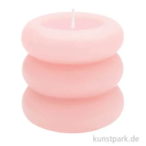 Mega-Angebot Stumpenkerze - Ringe, Apricot, 7 x 7 cm