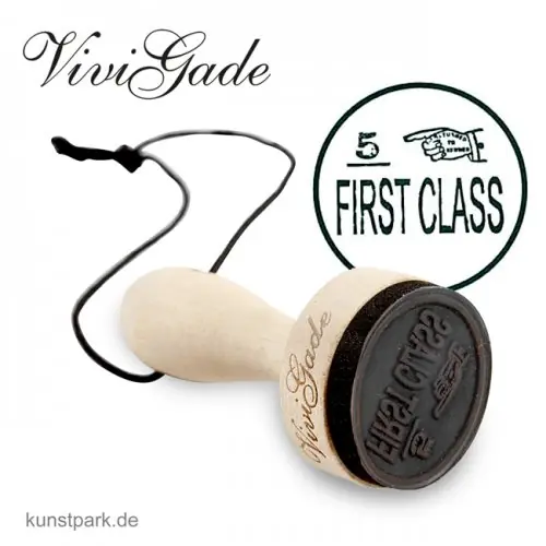 Sichere Zahlung Vivi Gade Copenhagen - Holzstempel - First Class, Durchmesser 30 mm