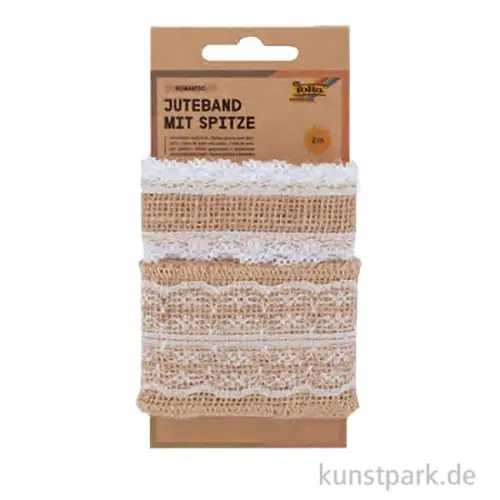 Gratis Versand Jutebänder mit Spitze, je 1 Meter, 2 Stück