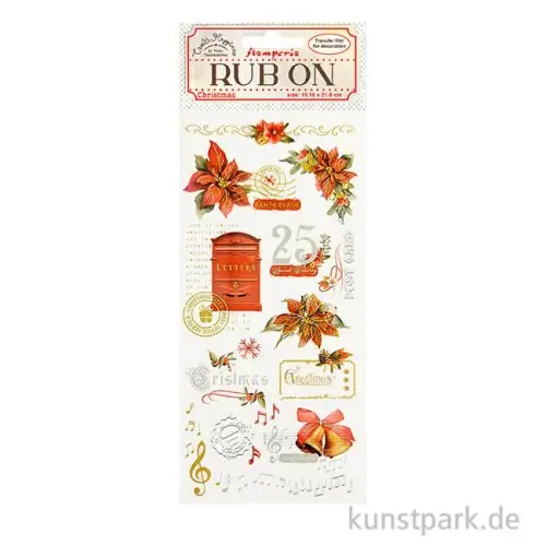 Aktuell Stamperia Rub On Transferfolie - Create Happiness Christmas Poinsettia
