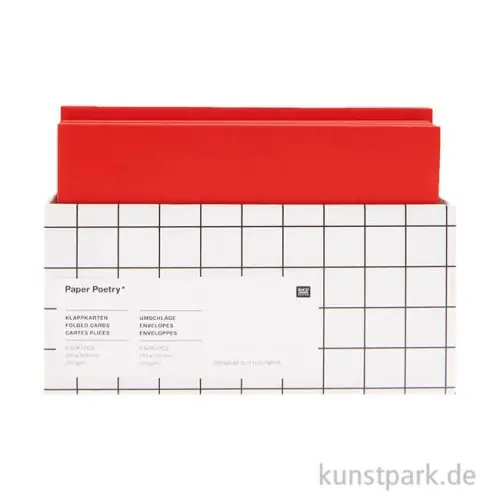 Karten und Umschläge - Glitter, Rot Matt, B6, 8er Set Neuheit