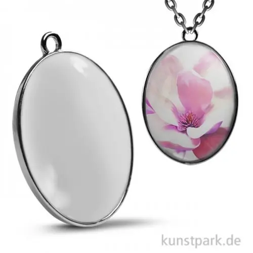 Cabochon Anhänger Oval - 42x33 mm - Silber Direktkauf