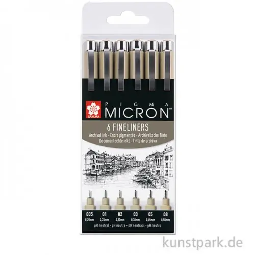 Sakura PIGMA Micron Set - 6 Fineliner 0,2-0,5 mm, Schwarz Bestseller