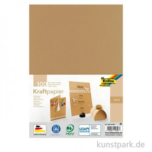 Kostenfreie Lieferung Kraftpapier DIN A4, 100 Blatt, 120g/m²