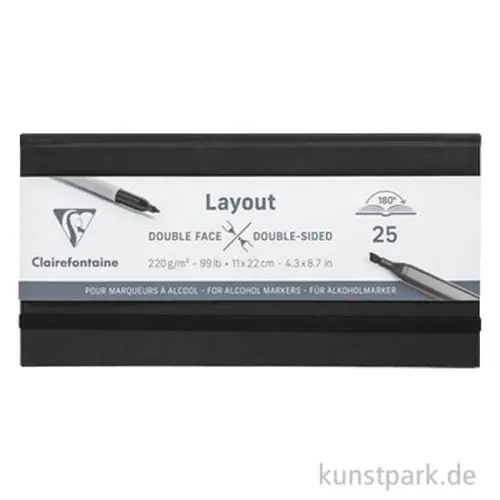 Clairefontaine Layout Skizzenbuch doppelseitig, 220g, 11 x 22 cm Meistverkauft