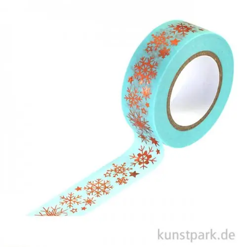 Online Kaufen Motiv-Klebeband Washitape - Schneeflocken, 15 mm, 10 m Rolle