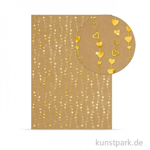 Designkarton Selection - Herzen gold, DIN A4, 250 g Premium