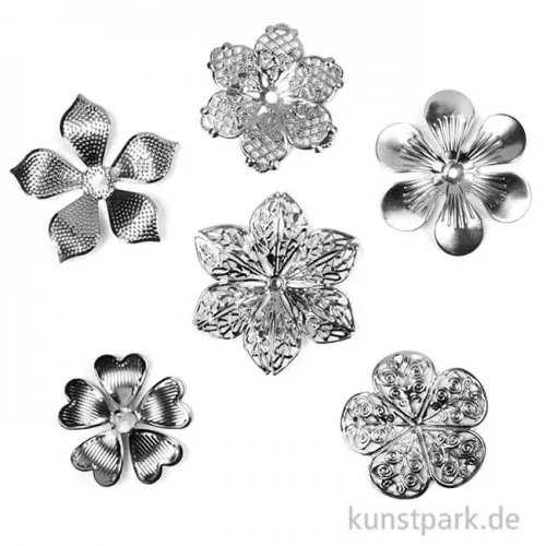 Metallcharms Vintage - Blüte, 6 Stück sortiert Highlight