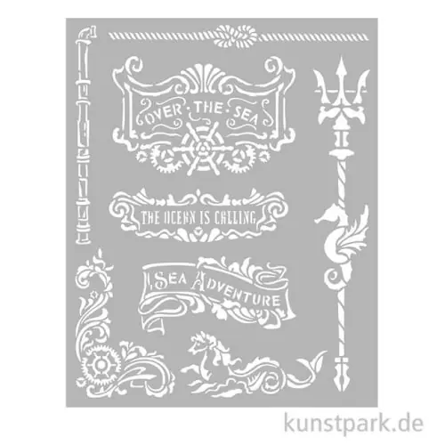 Stamperia Schablone - Songs of the Sea Plates + Trident, 20 x 25 cm Must-Have
