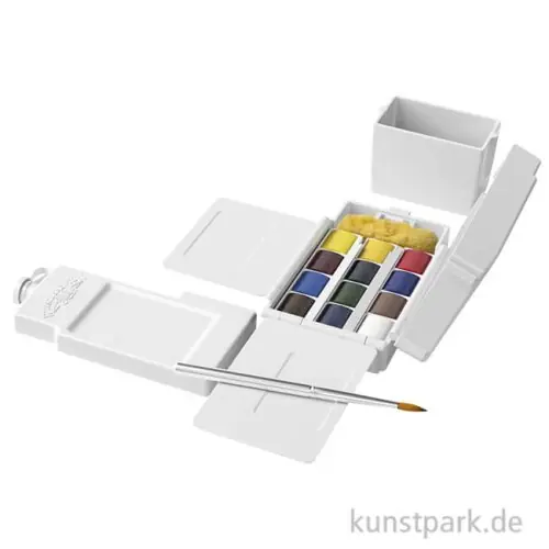 Schnäppchen Winsor & Newton Aquarell Field Box mit 12 halben Näpfen